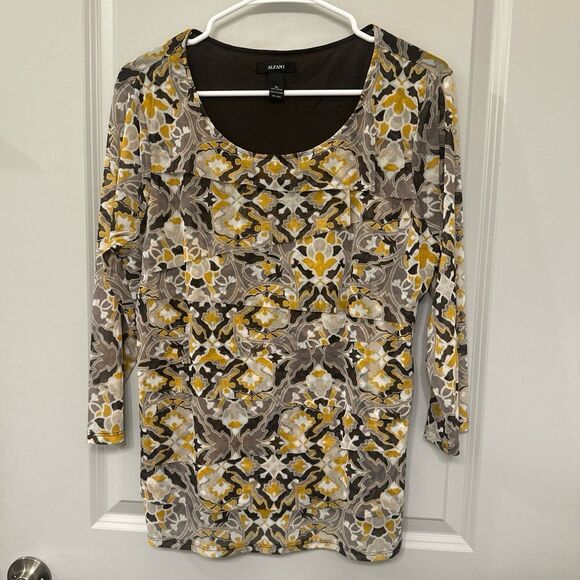Alfani Floral Ruffle Nylon Blouse - Picture 1 of 6